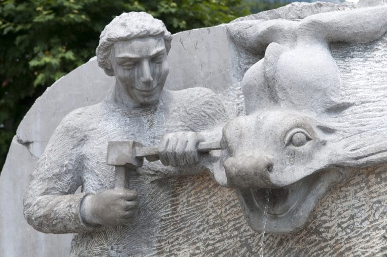 Fontaine du tailleur de pierre à Samoëns