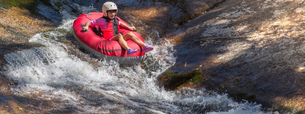 Girl,Alone,Rafting,On,The,River.,Horizontal,Composition.